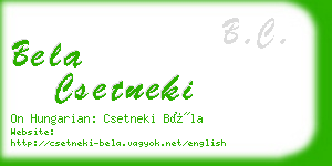 bela csetneki business card